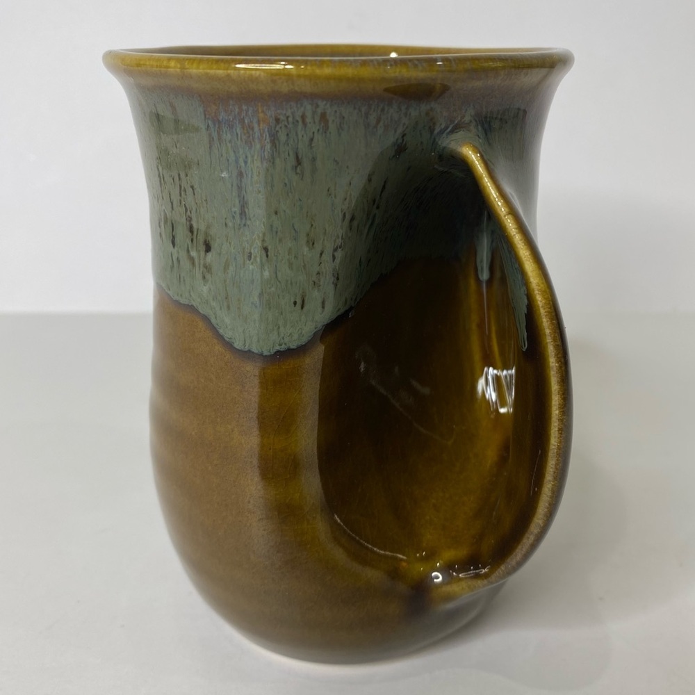 Signed Neher Pottery Hand Warmer Coffee Tea Mug Ceramic Cup Drip Glaze 2013